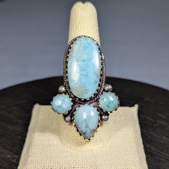 Natural Larimar Ring Size 10.5 - Picture 1 of 4